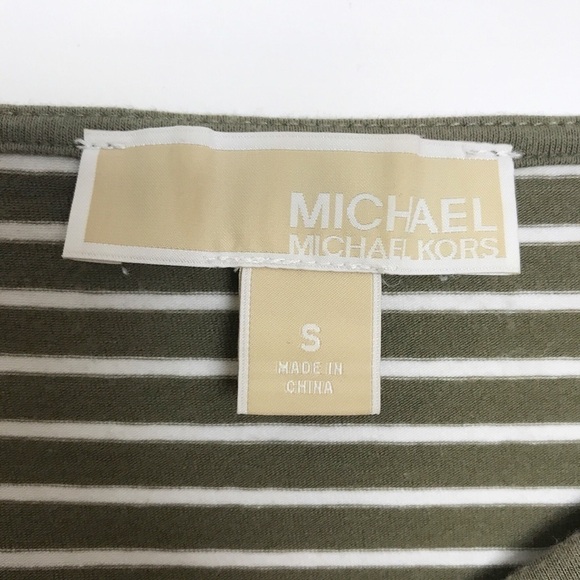 Michael Michael Kors khaki/white striped top w/zip - Picture 7 of 8
